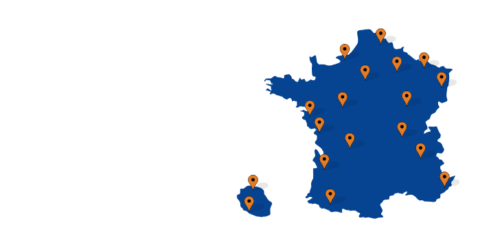 Carte des villes de la formation Prépa BPJEPS