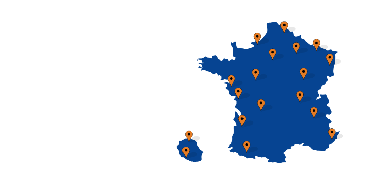 Carte de France avec les écoles Prépa BPJEPS